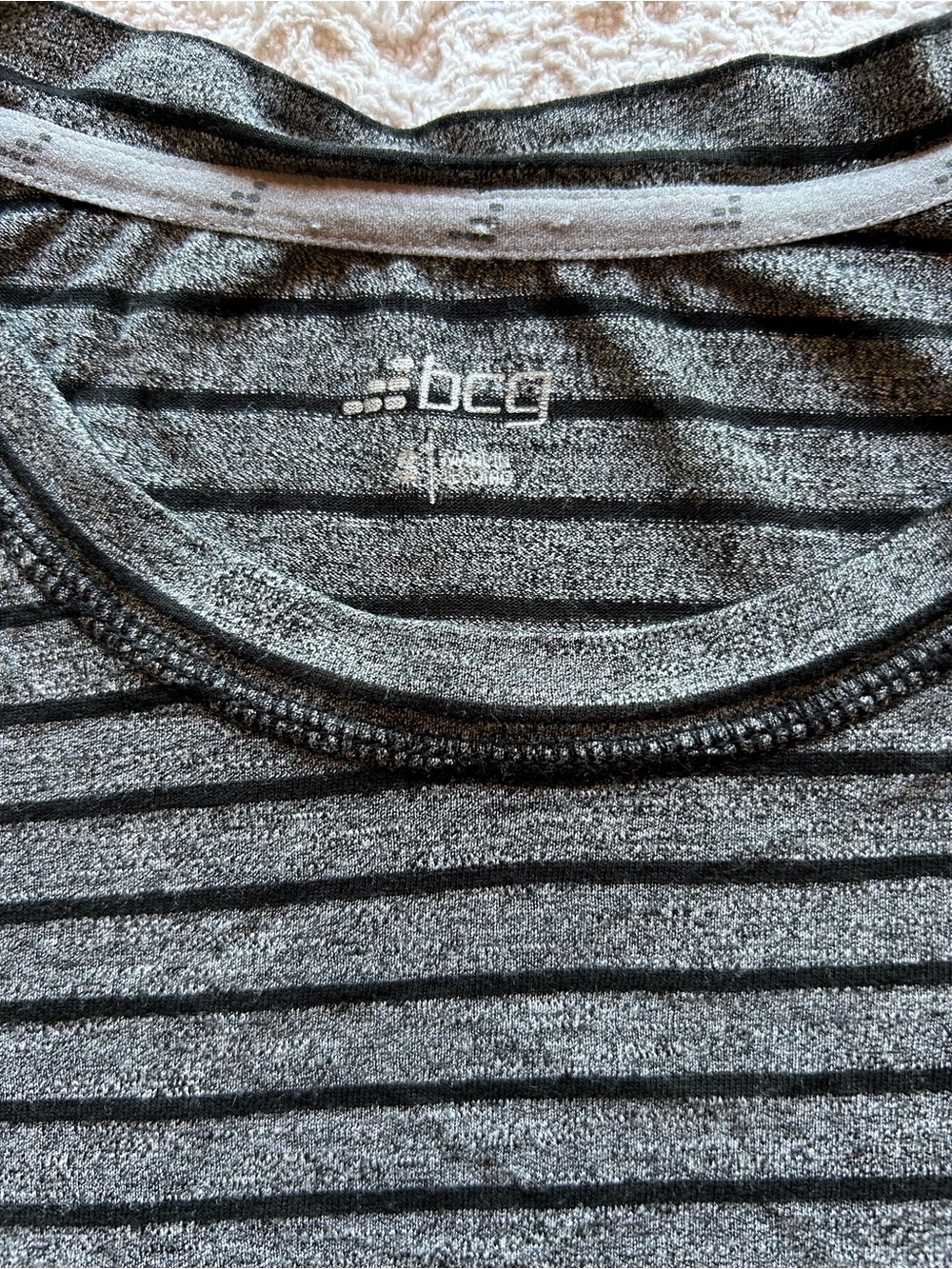 bcg Striped Scoop-Neck Short Sleeve Tee - Gray & Black - Picture 3 of 5